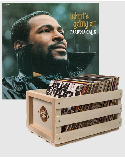Universal Music - Crosley Record Storage Crate & Marvin Gaye What's Going On - Vinyl Album Bundle