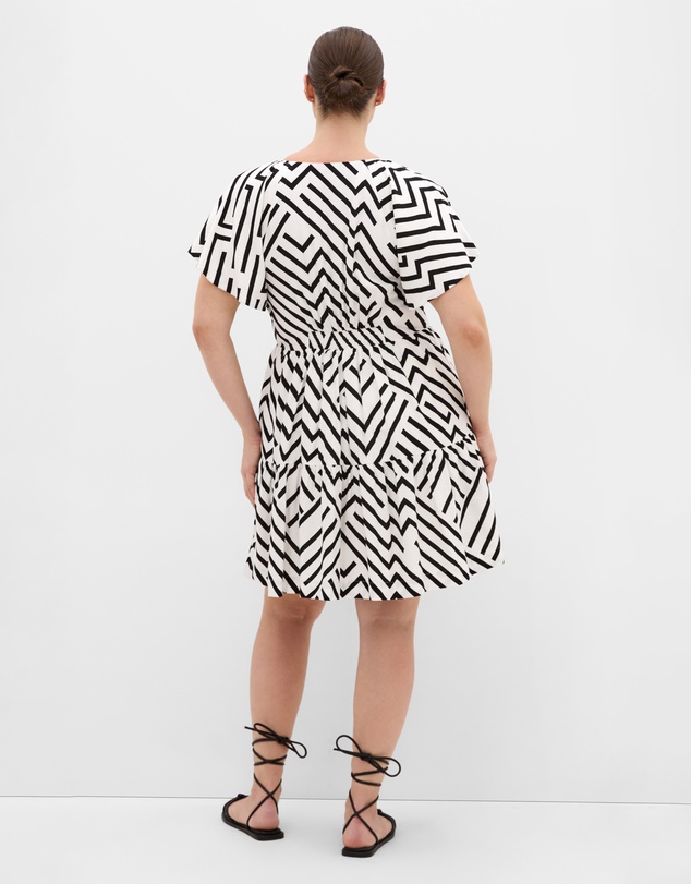 City Chic - Island Linear Print Mini Dress - Ivory