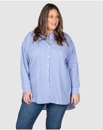 Love Your Wardrobe - Leah Stripe Curved Hem Over Shirt