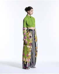 Muma World - Floral Canopy Beaded Cropped Shirt