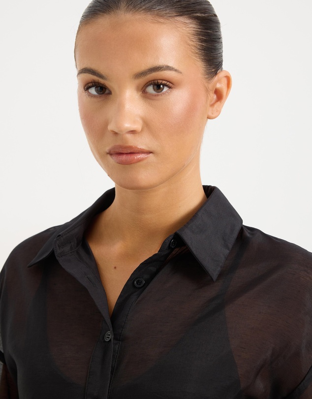 Calli - Elsi Sheer Wrap Short Sleeve Shirt