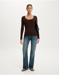 Cotton On - Scoop Neck Rib Long Sleeve Top