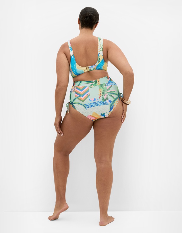 City Chic - Plus size Positano Print Underwire Bikini Top - mint
