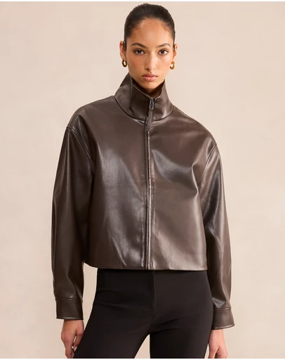 Forever New - Lainey Faux Leather Funnel Neck Jacket