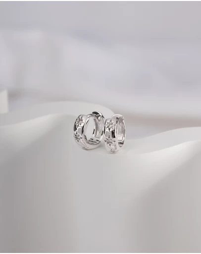 Wanderlust + Co - Constellation Silver 7mm Baby Huggie Earrings