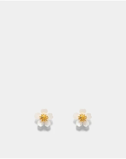 MIMCO - Resin Flower Stud Earrings - Pearl