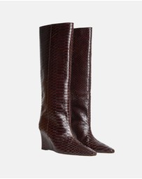 Cynthia Rowley - Embossed Leather Wedge Boot