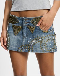Jaded London - Studded Denim Mini Skirt