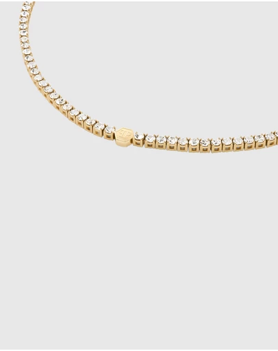 Philipp Plein - Plein Tennis Royal Gold-Tone Tennis Necklace White Crystal