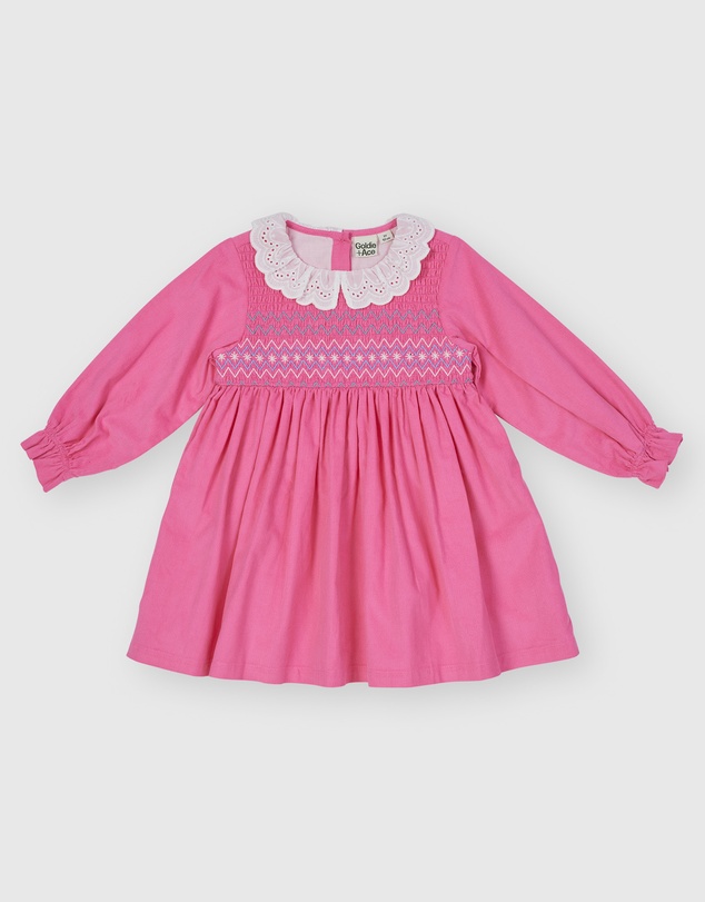 Goldie + Ace - Daphne Long Sleeve Corduroy Smocked Dress - ICONIC EXCLUSIVE - Babies-Kids