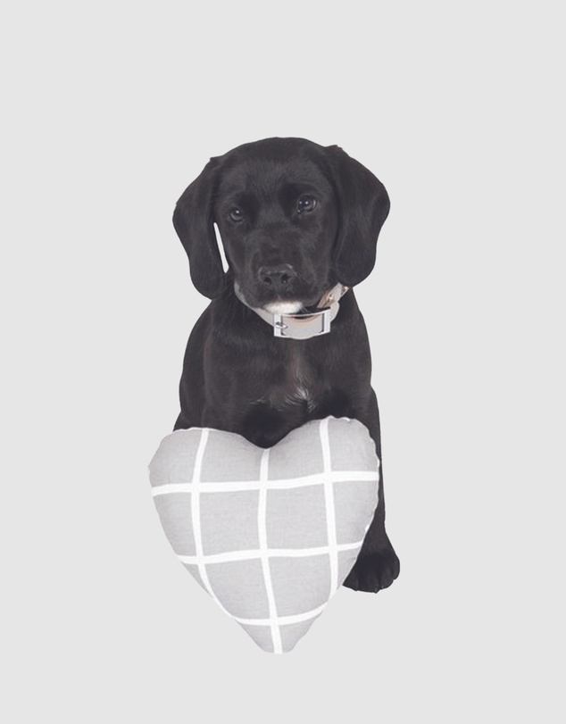 Mog & Bone - Heart Shaped Soft Toy - Grey Check Print