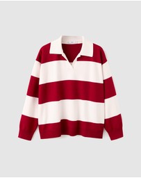 M.N.G - Striped Polo-Neck Sweater
