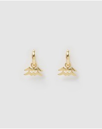 Izoa - Aquarius Star Sign Symbol Huggie Earring