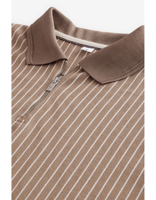 NEXT - Vertical Stripe Quarter Zip Polo Shirt