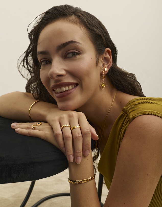 Ottoman Hands - Triple Star Drop Earrings