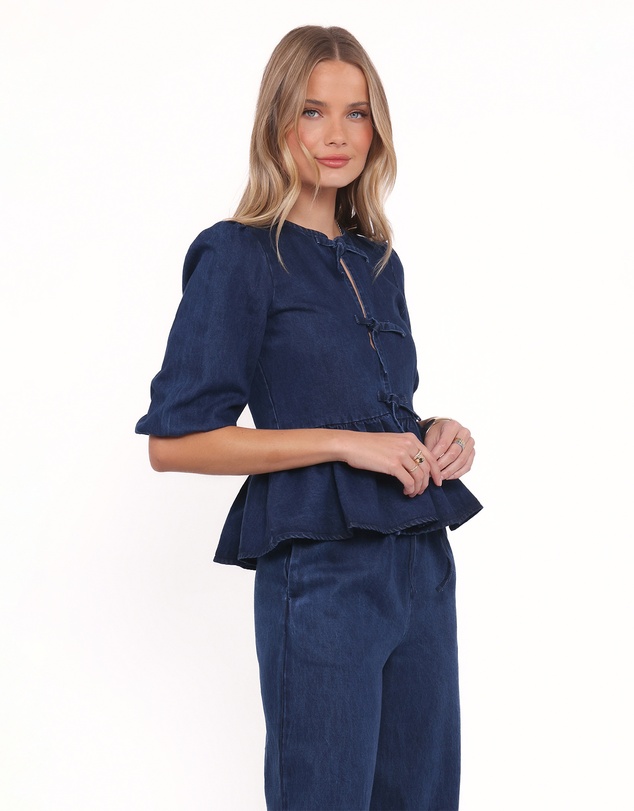 Petal & Pup - Charlotte Chambray Top - Mid Dark