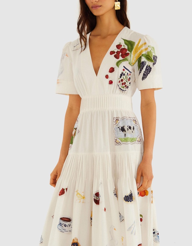Farm Rio - Country Table Winter Short Sleeve Midi Dress