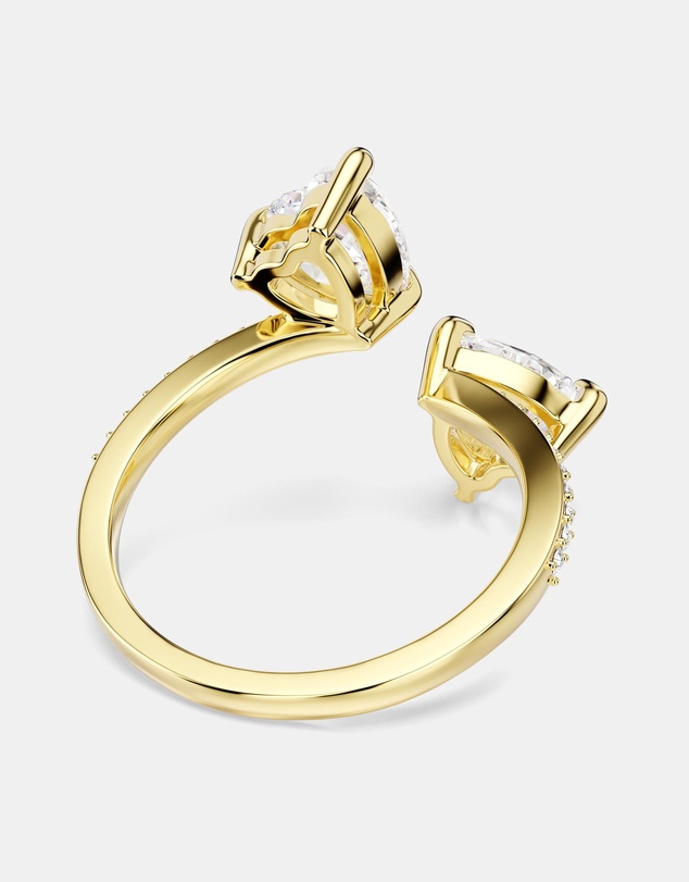Swarovski - Mesmera Open Ring, Heart Cut, Pavé, White, 18K Gold Finish