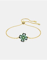 Swarovski - Idyllia bracelet, Mixed cuts, Clover, Green, Gold-tone plated