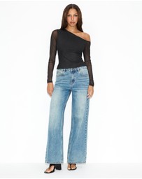 Dazie - Alina Asymmetrical Mesh Top