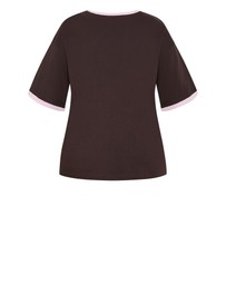 City Chic - Plus size Oversized LA Print Tee - chocolate