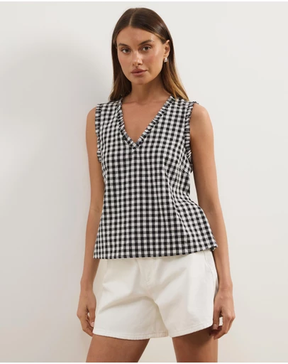 Atmos&Here - Lydia Gingham Tie Back Top