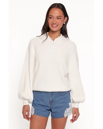 Petal & Pup - Tamara Collared Sweater - White