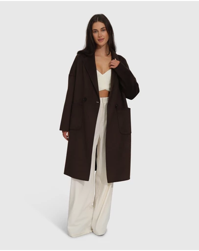 Belle & Bloom - Publisher Double-Breasted Wool Blend Coat