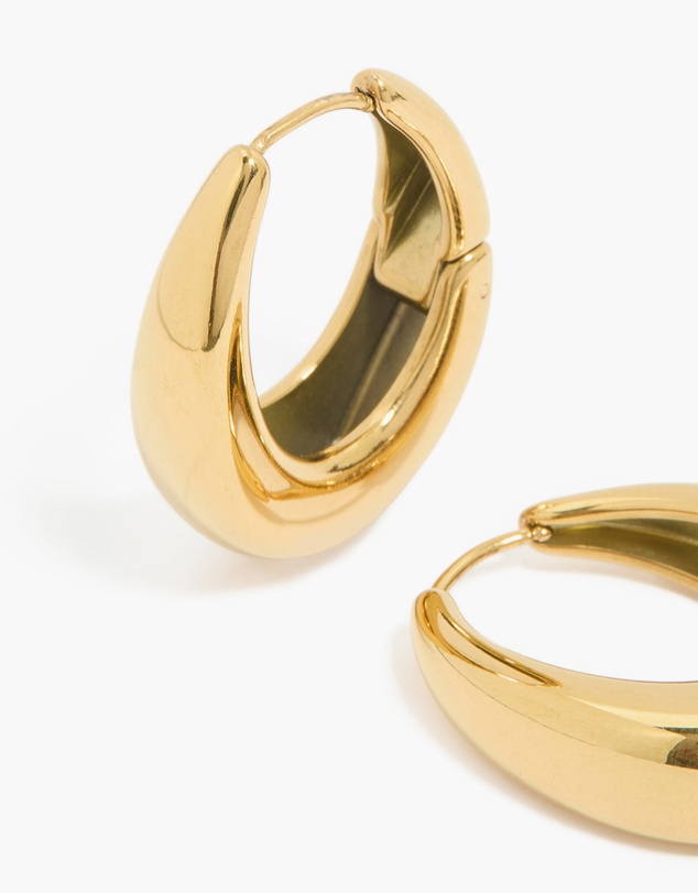 Lovisa - Waterproof Gold Plated Stainless Steel Oval Hanging Hoop Earrings