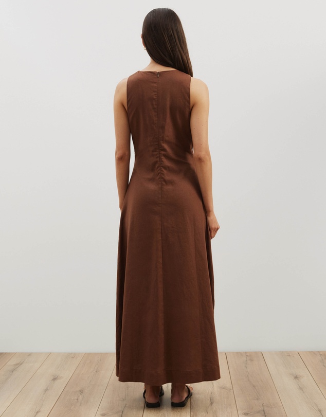 Atmos&Here - Stephanie Linen Blend Wrap Front Midi Dress