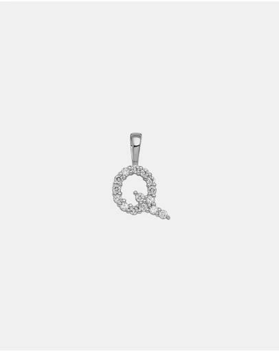 Zoe Olivia - 9K White Gold Lab Grown Diamond Initial Q Pendant
