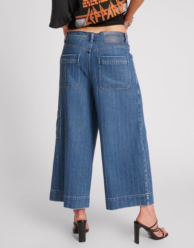 ONE TEASPOON - Bad Boys High Waist Wide Leg Denim Jeans - Glitter Highway