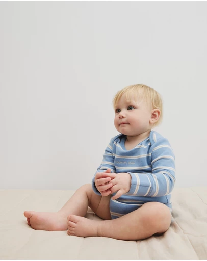 Country Road - Organically Grown Cotton Stripe Logo Long Sleeve Bodysuit