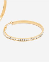 Lovisa - Waterproof Gold Plated Stainless Steel Diamante Hoop Earrings 45 MM