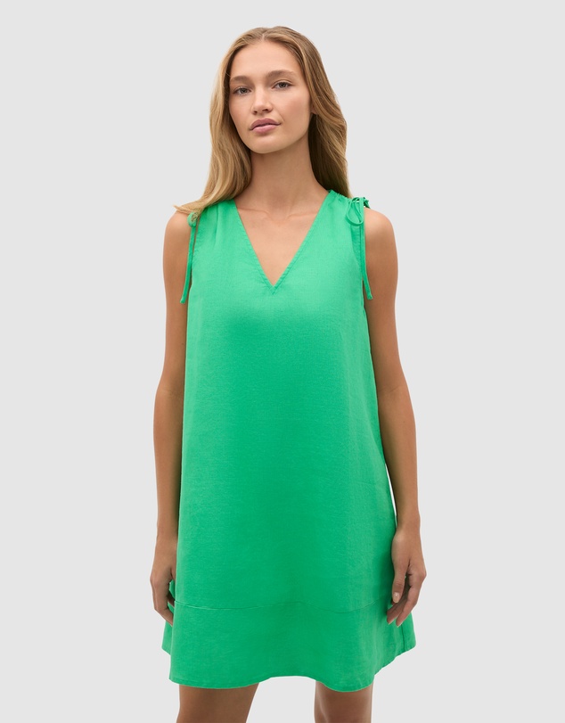 Seed Heritage - Linen Tie Shoulder V Neck Mini Dress