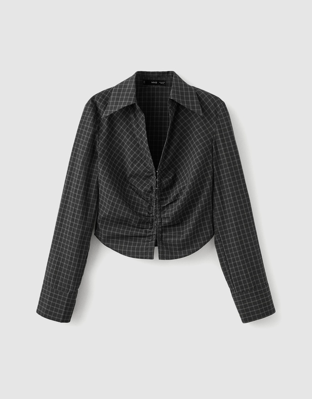 M.N.G - Gathered Plaid Blouse