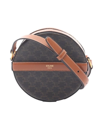 CELINE - Pre-Loved Triomphe Coated Canvas Round Purse on Strap