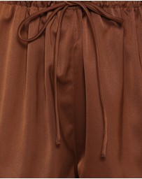 Petal & Pup - Arlet Lace Trim Satin Shorts - Chocolate Brown