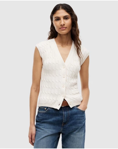 Tommy Hilfiger - Mid Gauge Cable Vest Cardigan