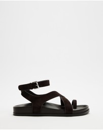 AERE - Leather Crossover Footbed Sandals