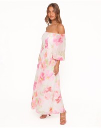 Petal & Pup - Chantel Off Shoulder Maxi Dress - Pink Garden Floral