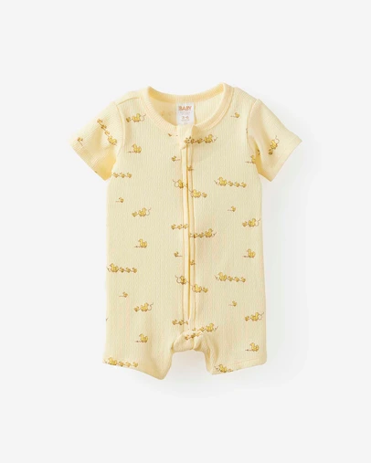 Cotton On Kids - Littlie Organic Short Sleeve Zip Romper