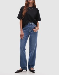 TOPSHOP - High Rise Straight Kort Jeans
