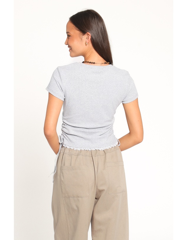 Petal & Pup - Tam Ruched Baby Tee - Light Grey Marl
