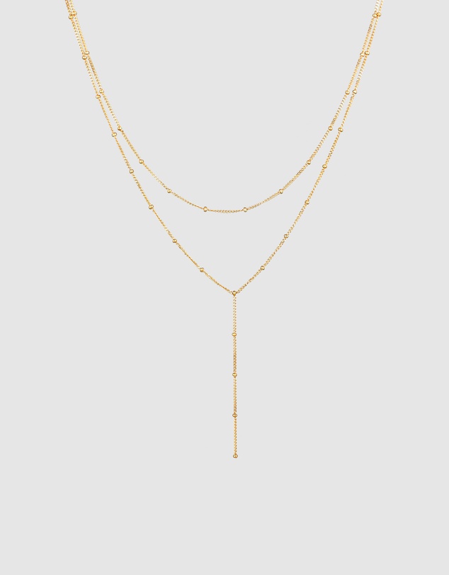 Elli Jewelry - Ball Layer Y-Necklace in Gold-Plated 925 Silver