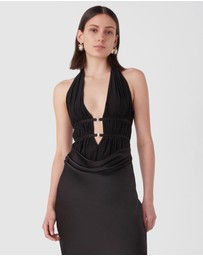 MISHA - Celine Mesh And Satin Gown