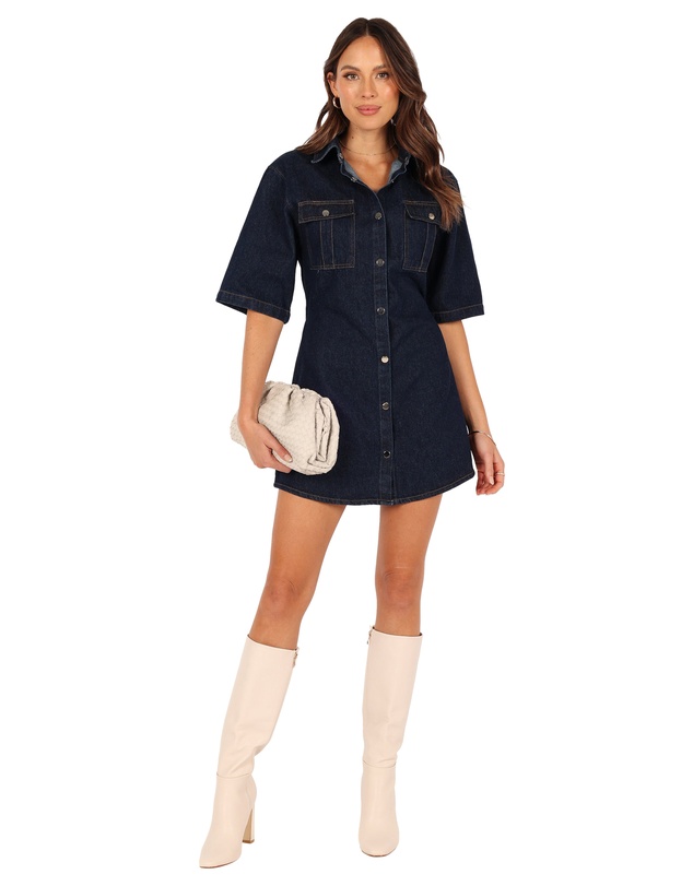 Petal & Pup - Rev Mini Dress - Dark Denim