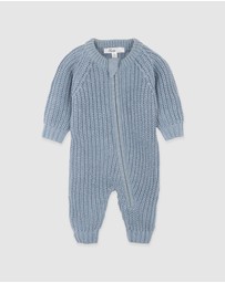 Bebe by Minihaha - Blue Knitted Zip Romper