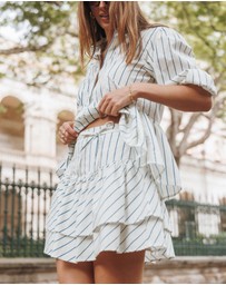 Petal & Pup - Sybella Frill Basque Skirt - Yellow/Blue Stripe