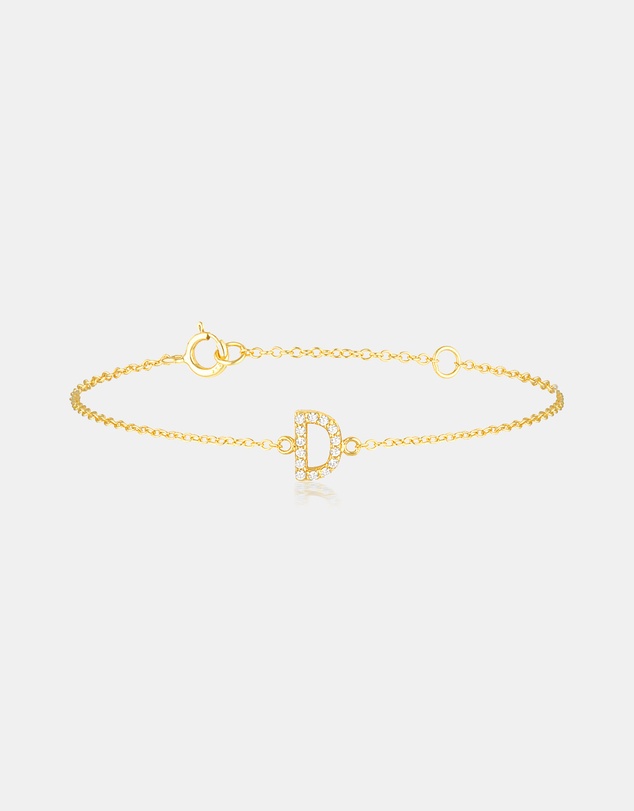 The Silver Collective - A-Z Letter Bracelet - D